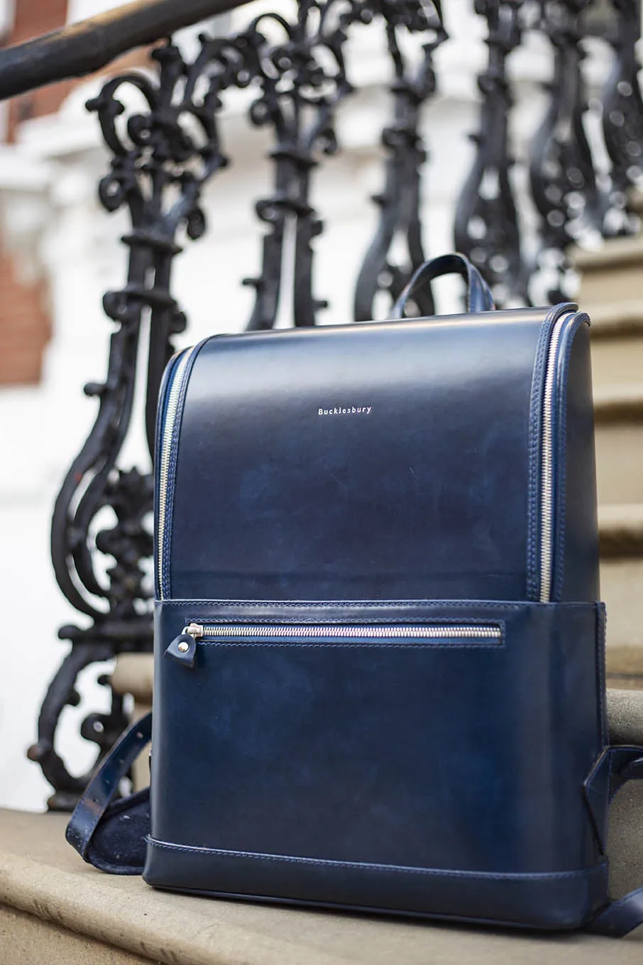 Navy Blue Bucklesbury Fine Italian Leather Backpack