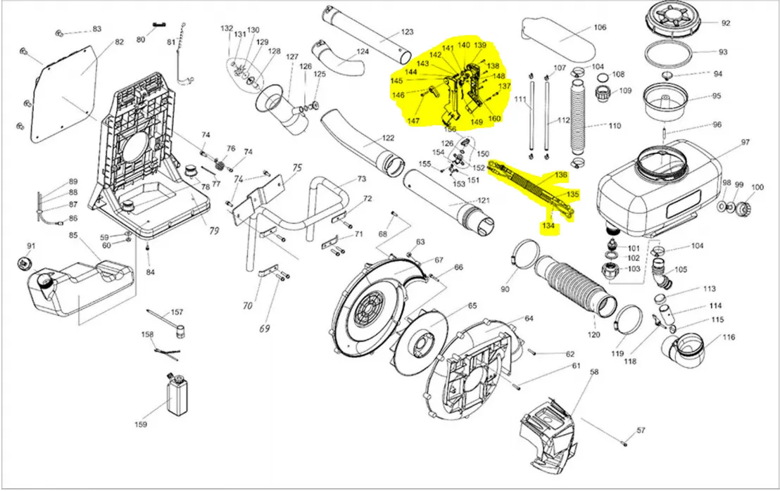 Throttle Control Assembly Handle for TMD14 Backpack Fogger